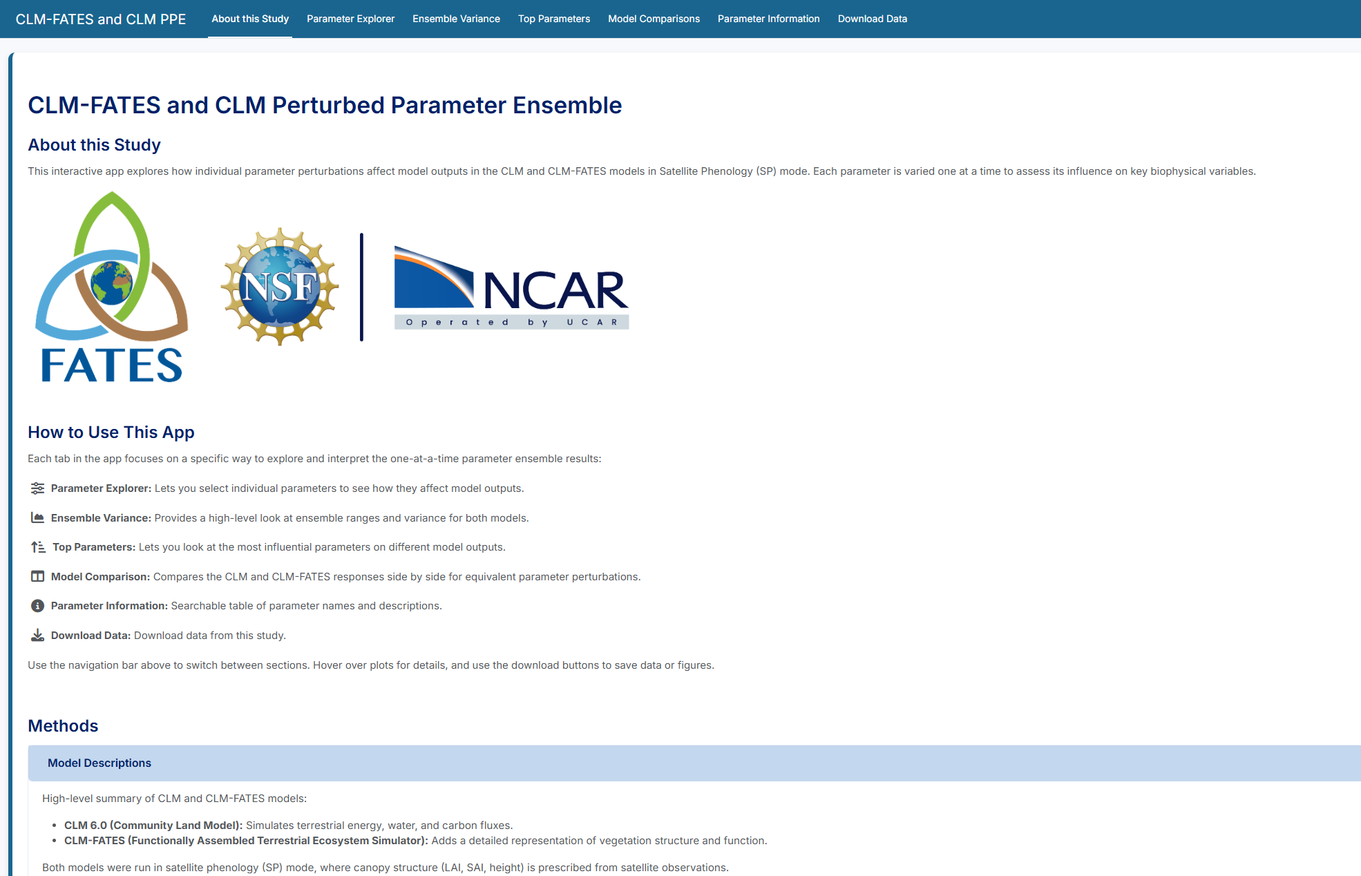 CLM-FATES and CLM PPE screenshot