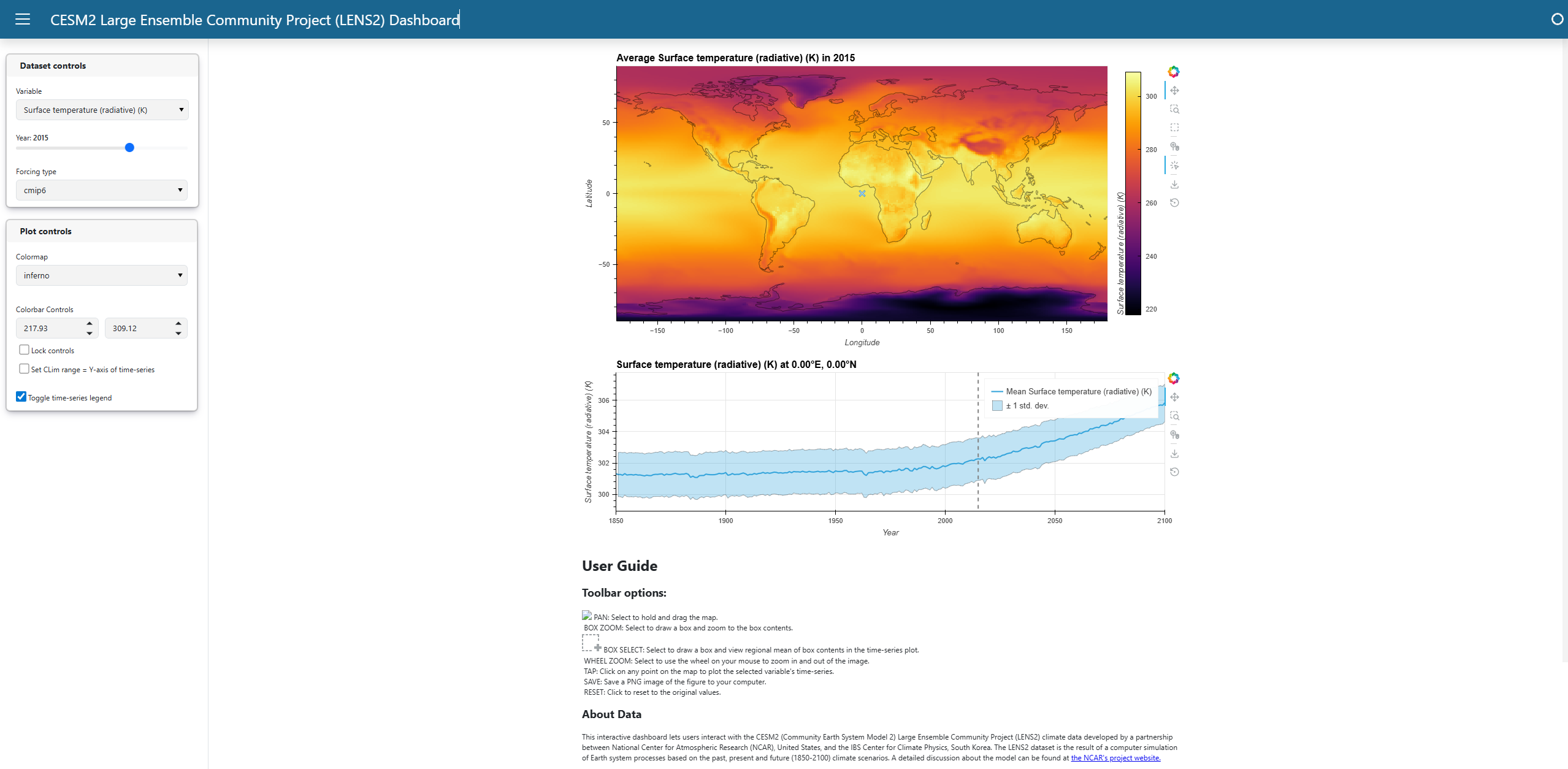 CESM LENS2 Dashboard screenshot